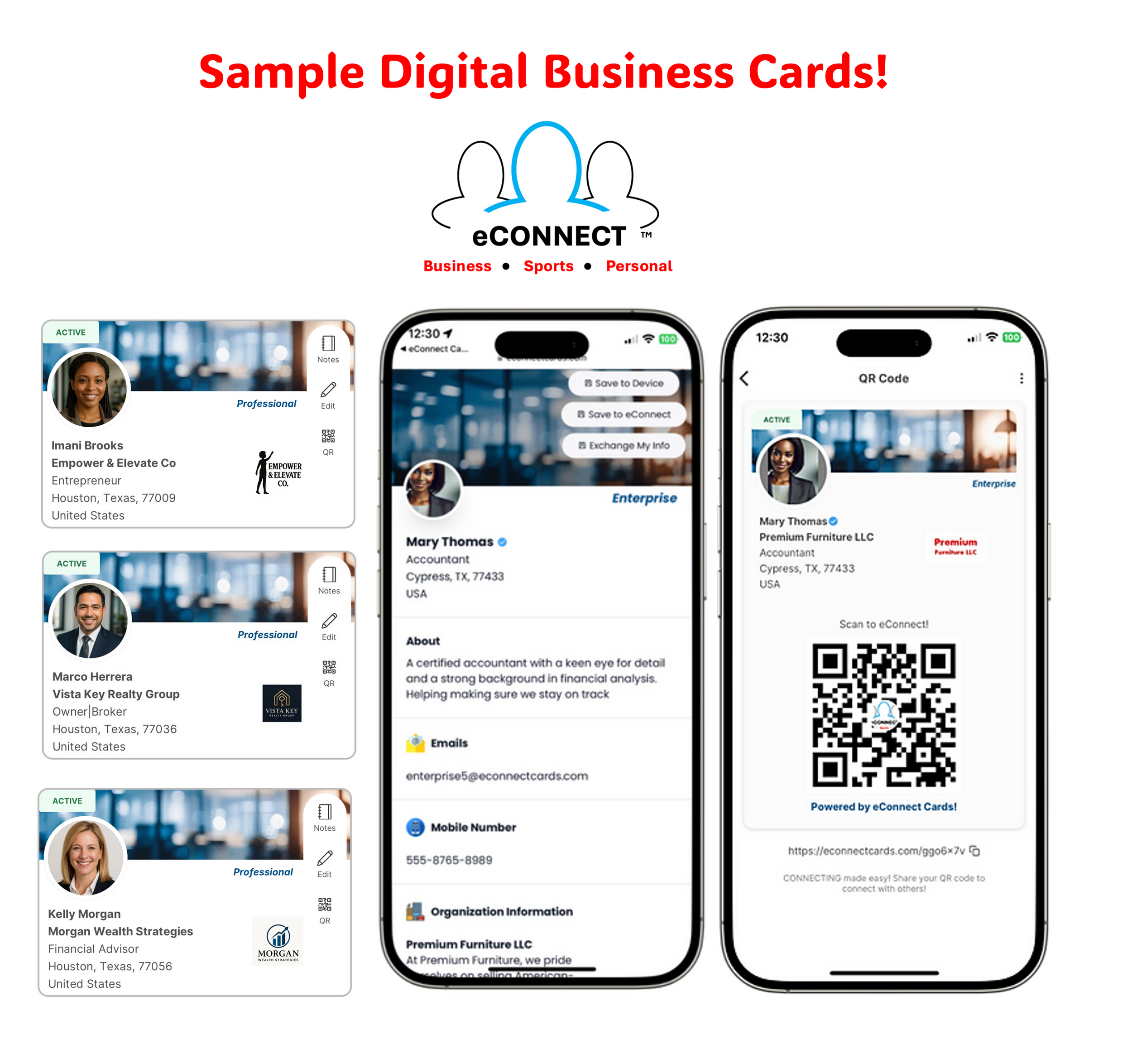 Smart Business Cards Designed for Texas Professionals