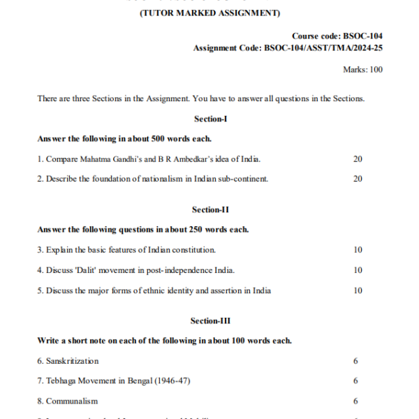 BHIC 103 IGNOU Solved Assignments 2024-25 (English) PDF Download – IGNOU Galaxy