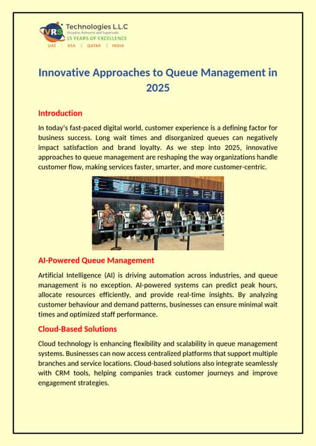 Innovative Approaches to Queue Management in 2025 | PDF