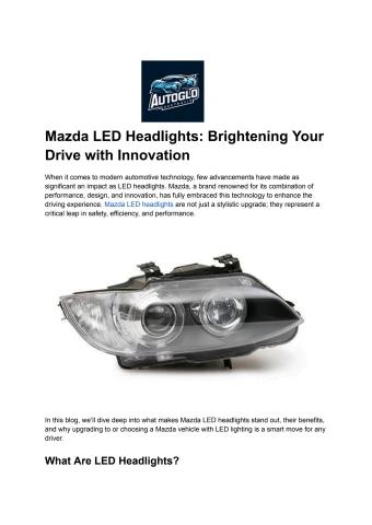 Mazda LED Headlights_ Brightening Your Drive with Innovation