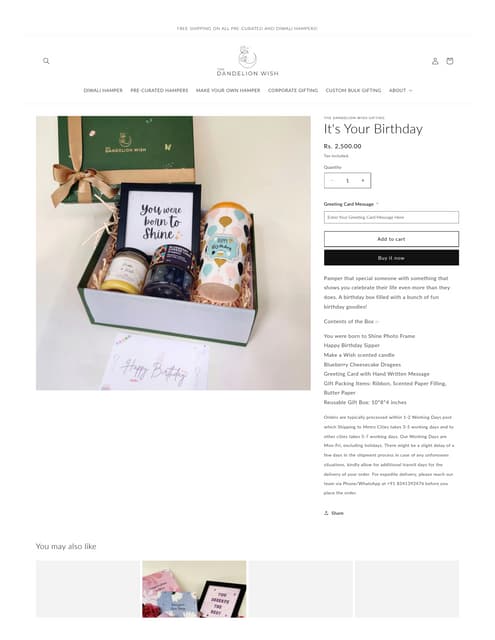 Unique Birthday Gifts in India - Thedandelionwish | PDF