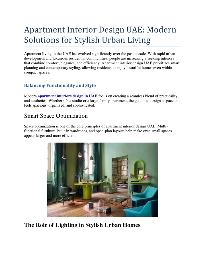 PPT - Apartment Interior Design UAE Modern Solutions for Stylish Urban Living PowerPoint Presentation - ID:14649081