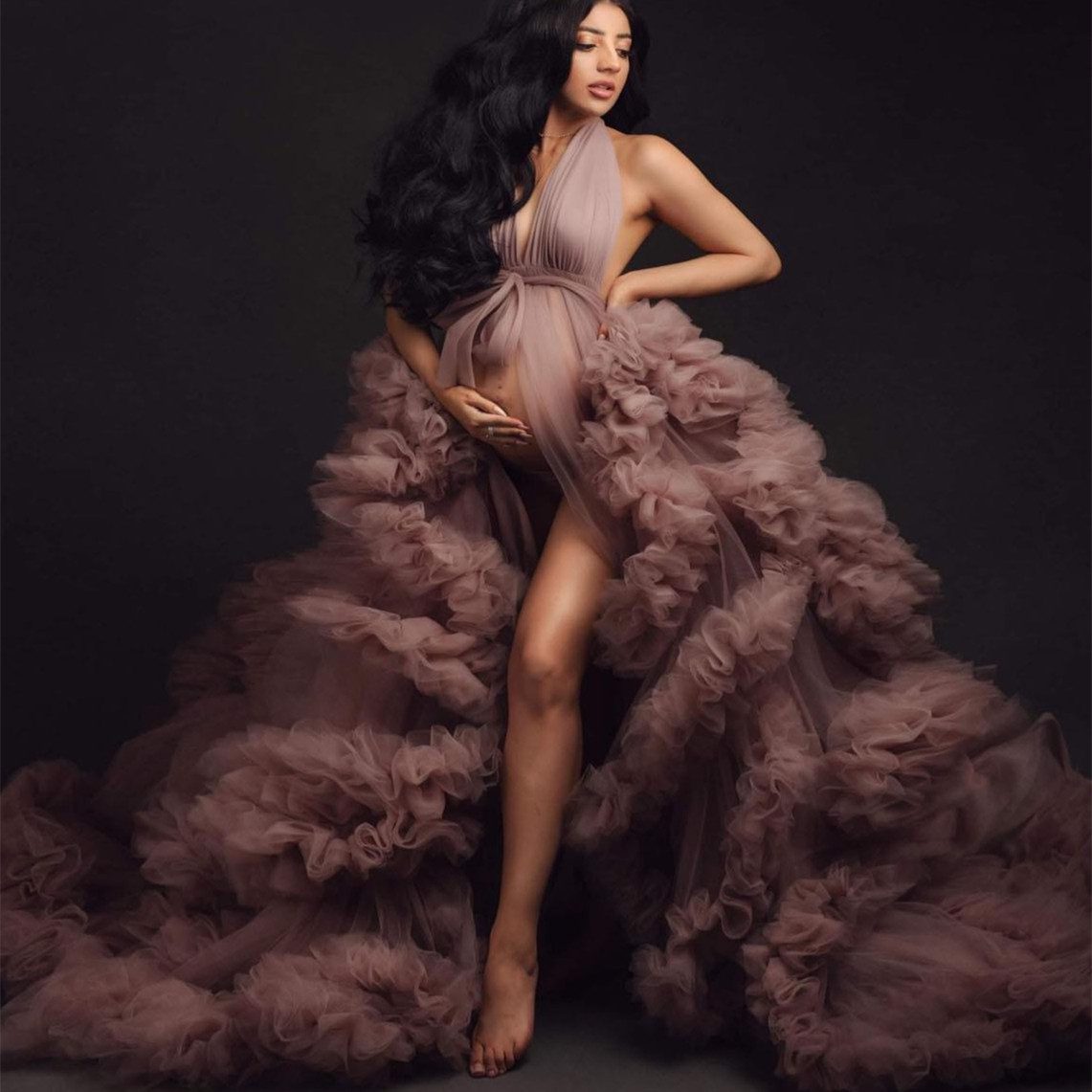 Pregnant Women's Photography Morning Gowns Mesh Dress