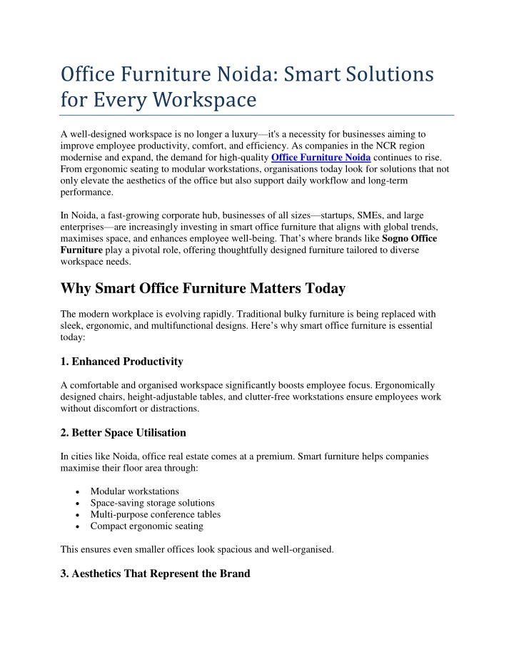 PPT - Office Furniture Noida Smart Solutions for Every Workspace PowerPoint Presentation - ID:14663110