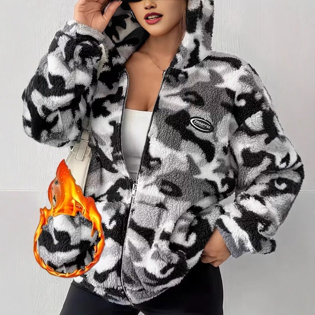 Autumn And Winter Plush Camouflage Warm Jacket