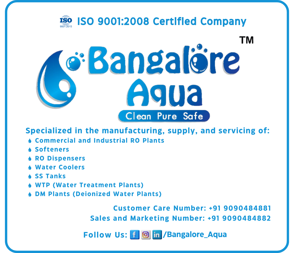 Bangalore Aqua: #1 Water Purification & Treatment Solutions in Karnataka