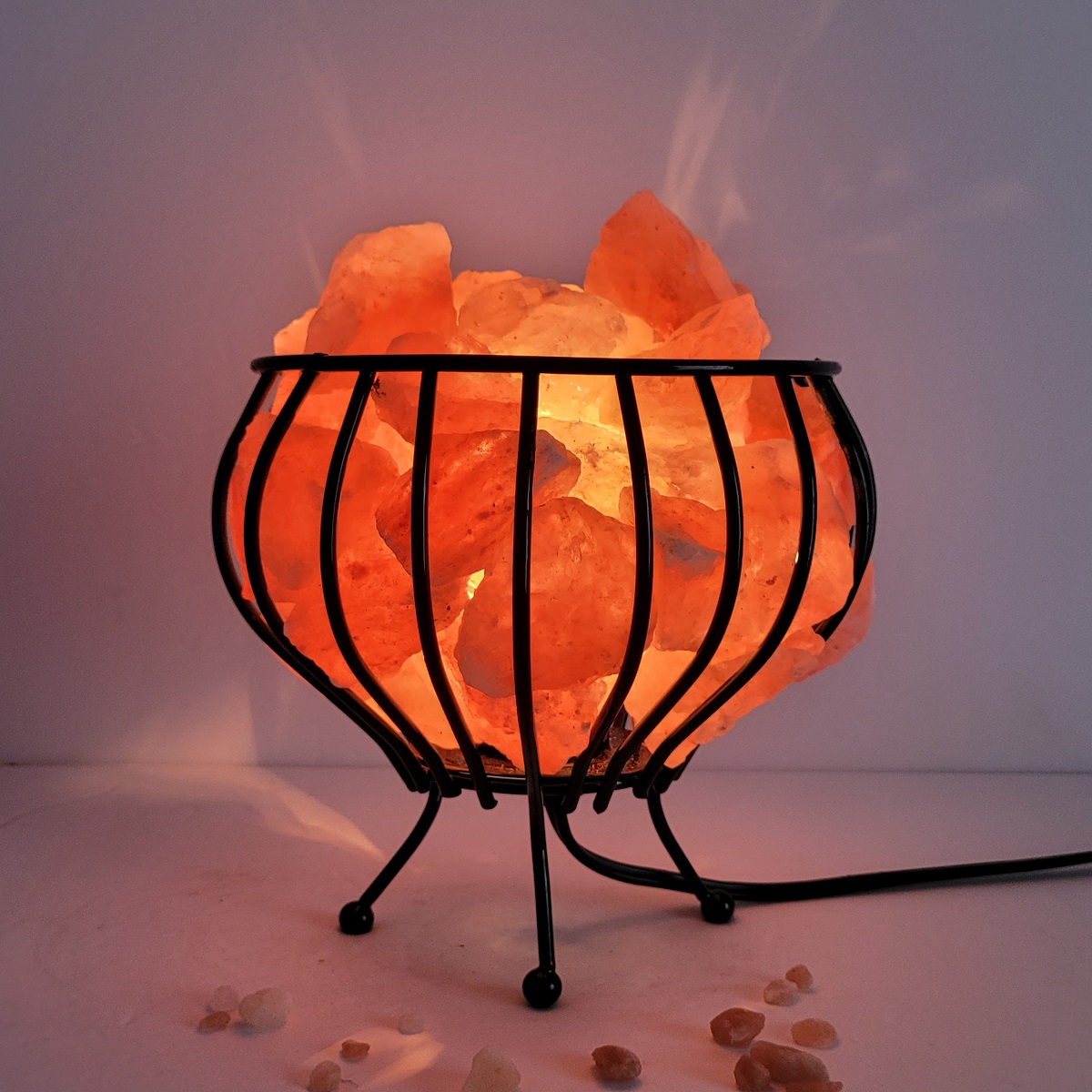 Salt Lamp Metal Basket Salt Lamp Feng Shui Basket - Premier Halite Inc.