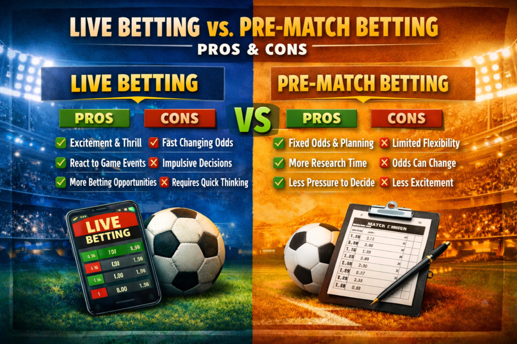 Live Betting vs. Pre-Match Betting: Pros & Cons of Each - Kheloyar