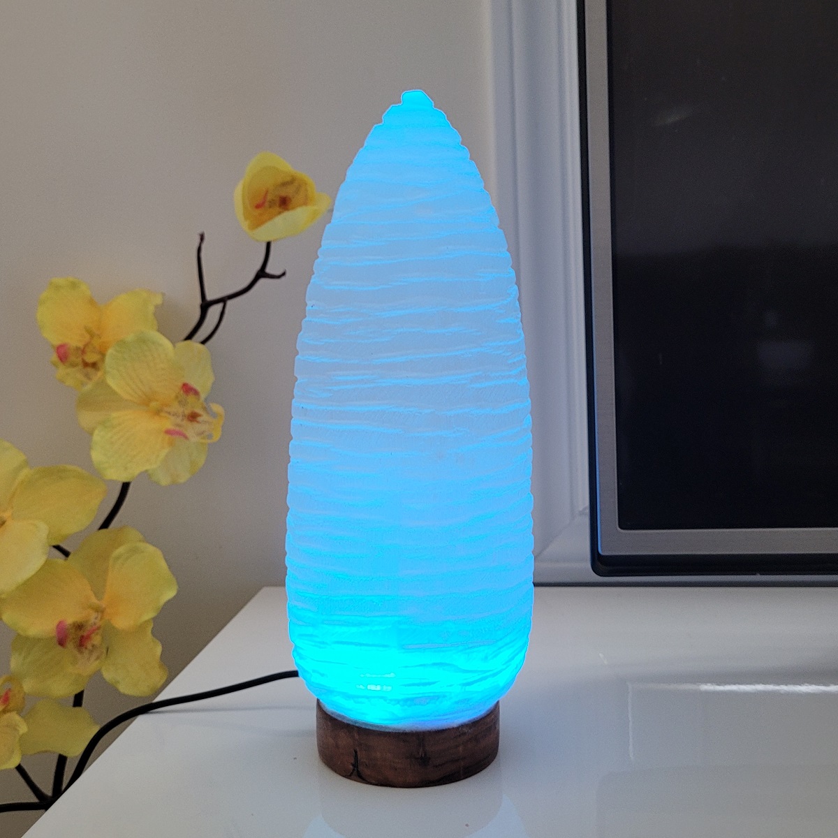 Selenite Lamp, Snow Cone Shape, Moroccan Selenite Crystals - Premier Halite Inc.