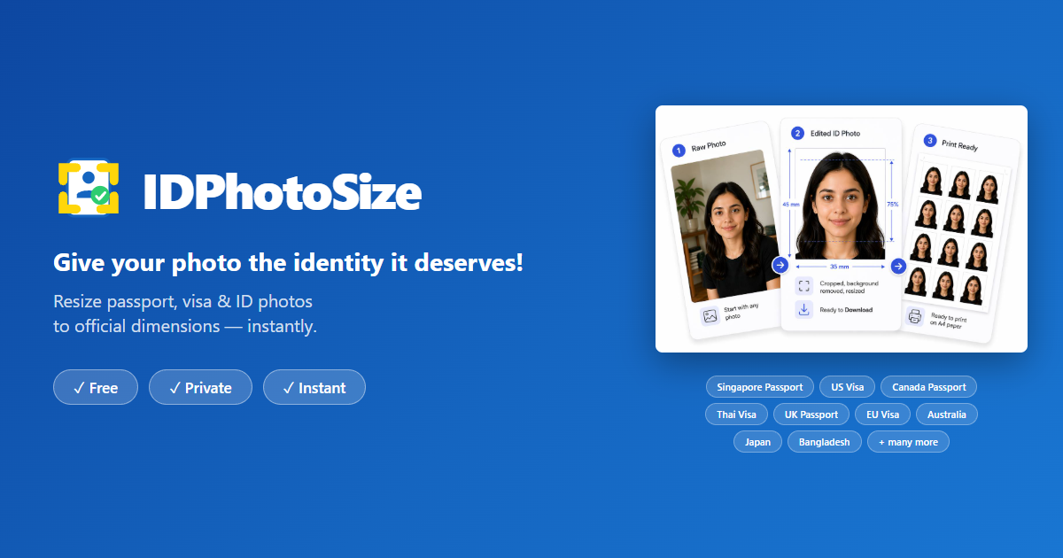 US Passport Photo Size Tool – 2×2 Inch (51×51 mm)