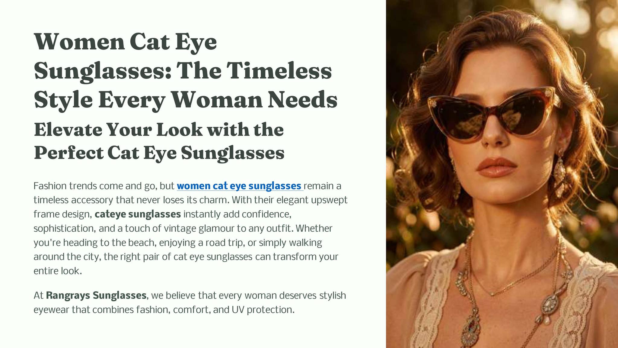 Women Cat Eye Sunglasses: The Timeless Style Every Woman Needs by Rangrays Commerce - Issuu