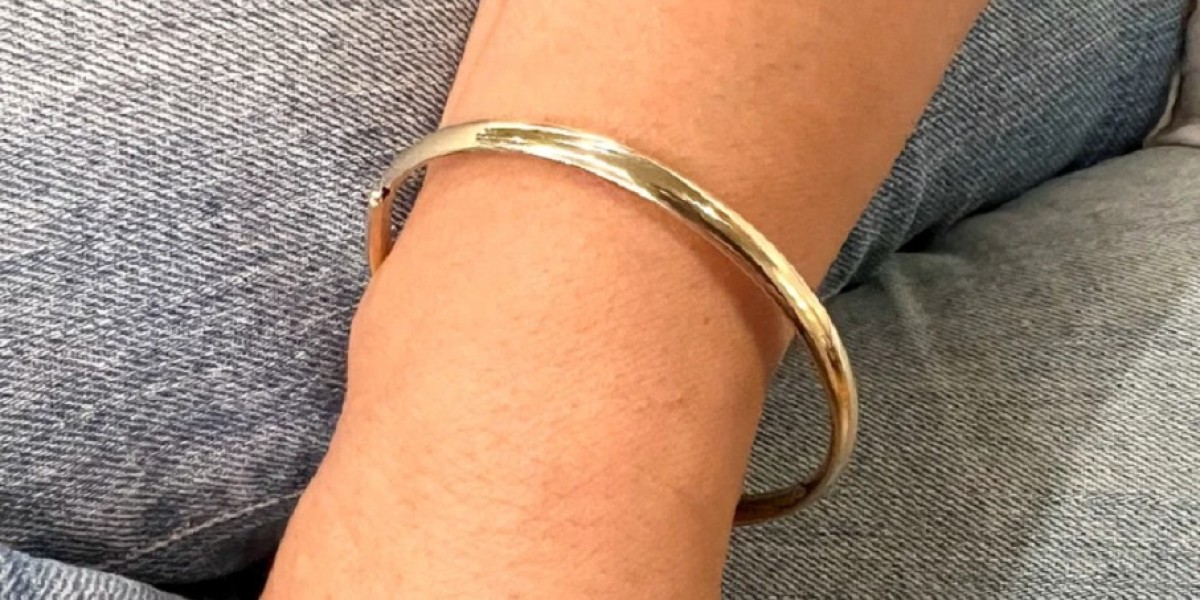 10K Real Yellow Gold 5mm Hollow Bangle Bracelet, Polished 7 Inch Stackable Jewelry