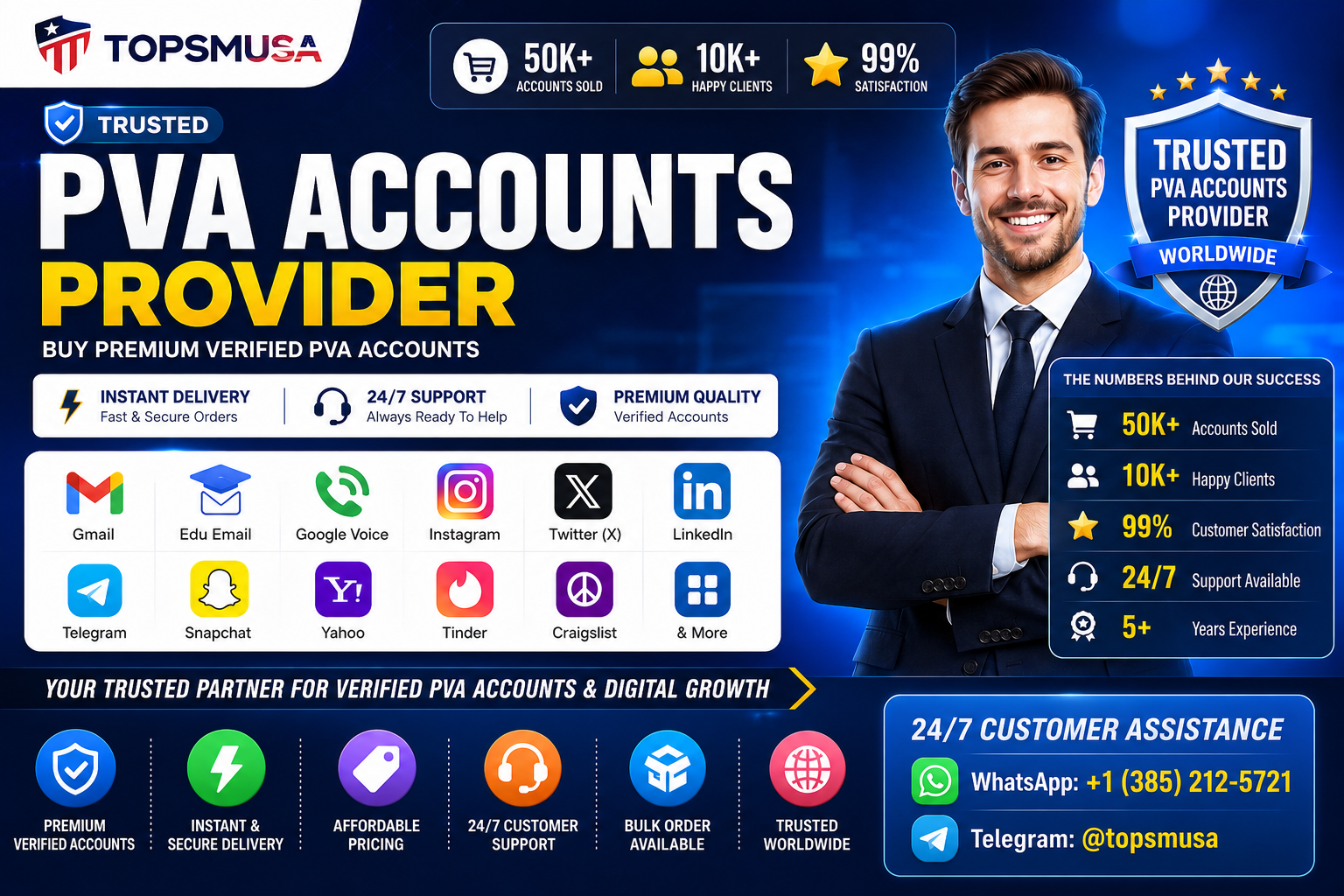 Buy Verified PVA Accounts | Gmail, Google Voice, Telegram, LinkedIn | TopsmUSA