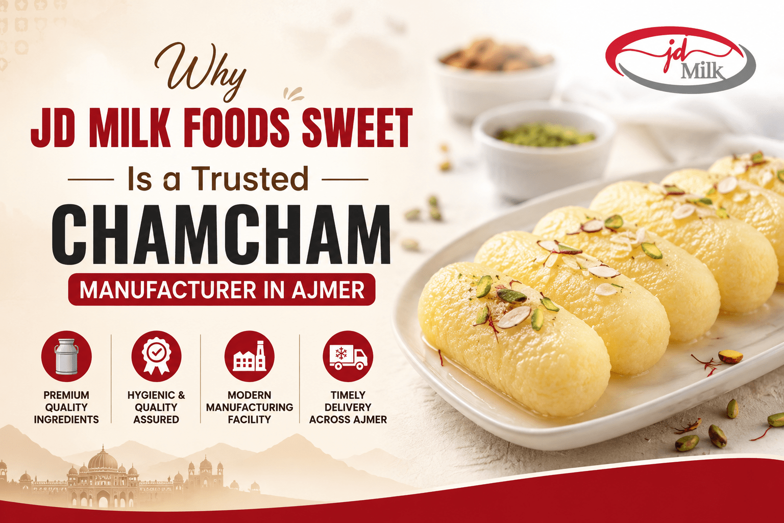 Why JD Milk Foods Sweet Is a Trusted Chamcham Manufacturer in Ajmer